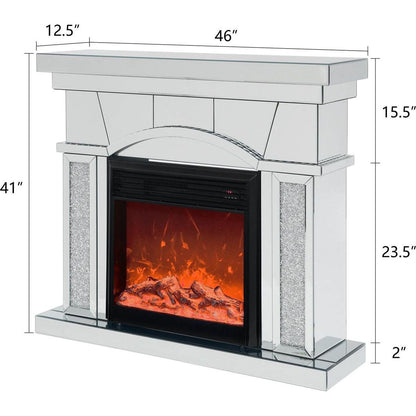W 46" X D 12.5" X H 41" Dome door acrylic mirror fireplace cabinet, TV fireplace cabinet