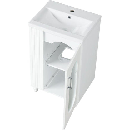 20" Bathroom Vanity with Sink, Bathroom Vanity Cabinet with Two-tier Shelf, Adjustable Shelf, Solid Wood and MDF, White