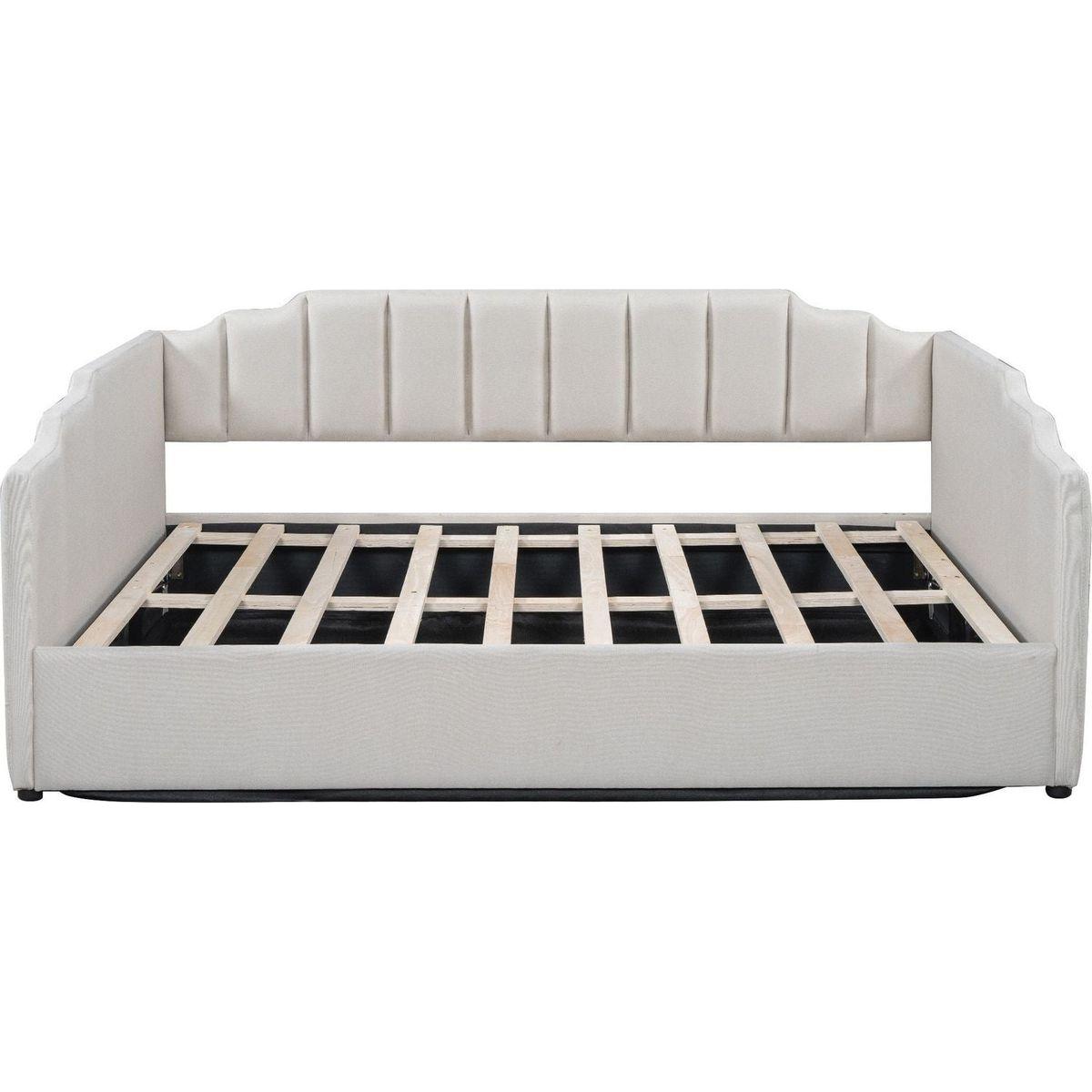 Upholstered Daybed with Underneath Storage,Full Size, White