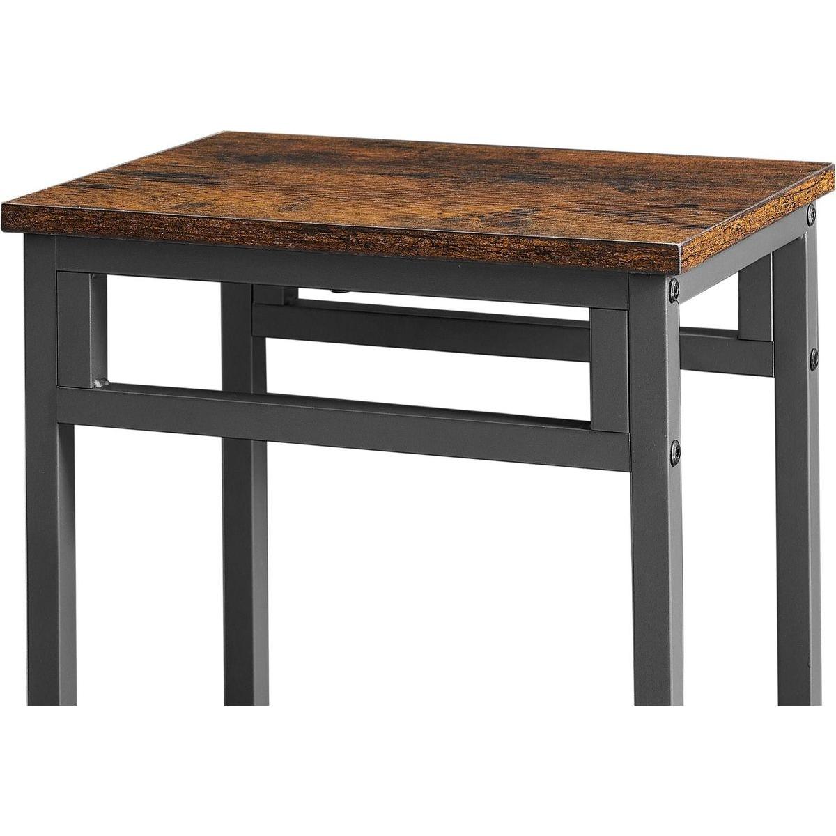 Bar table set 5PC Dinging table set with high stools, structural strengthening, industrial style. Rustic Brown, 43.31" L x 23.62" W x 35.43" H.