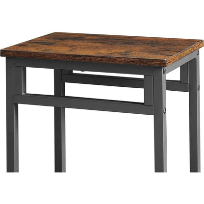 Bar table set 5PC Dinging table set with high stools, structural strengthening, industrial style. Rustic Brown, 43.31" L x 23.62" W x 35.43" H.