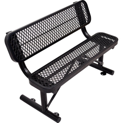 4 ft. Outdoor Steel Bench with Backrest BLACK