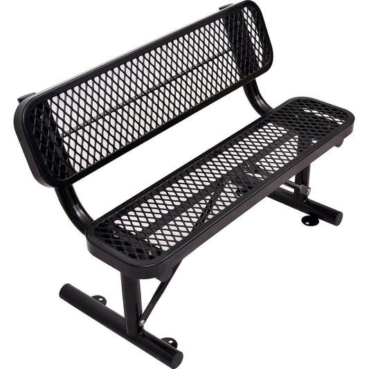 4 ft. Outdoor Steel Bench with Backrest BLACK