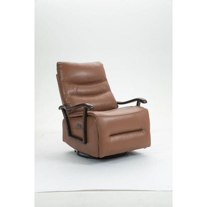 Swivel Rocker Recliner Power Glider Chair with Solid Wood Armrests - Extra Wide Reclining Sofa Chair Upholstered Faux Leather Living Room Single Sofa 350 lbs