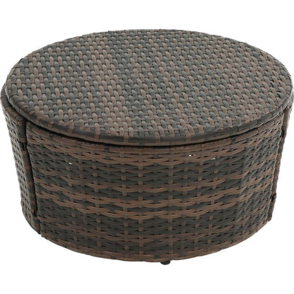 Hot Sale KD Rattan Round Lounge With Canopy Bali Canopy Bed Outdoor, Wicker Outdoor Sofa Bed with lift coffee table