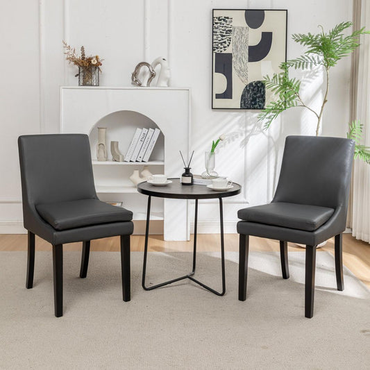 Modern Dining Chairs Set of 2, Upholstered Kitchen & Dining Room Chairs with Solid Wood Legs,Tufted Linen Fabric Chairs for Living Room, Restaurant