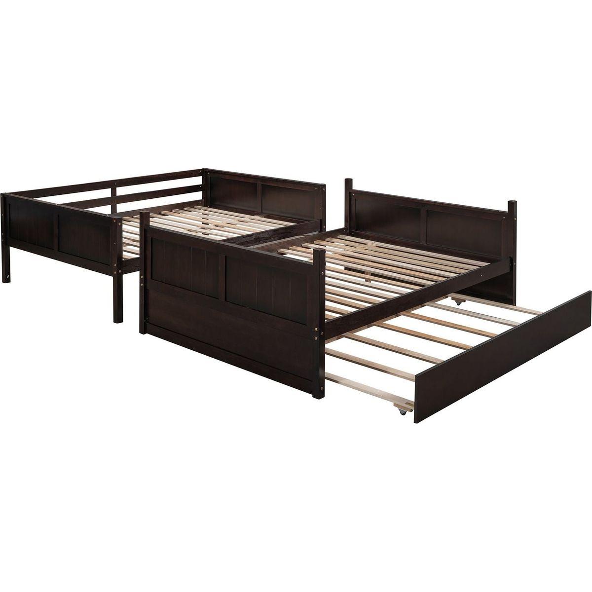 Full Over Full Bunk Bed with Twin Size Trundle, Espresso