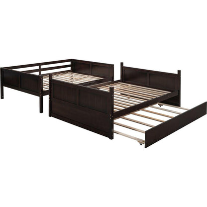 Full Over Full Bunk Bed with Twin Size Trundle, Espresso