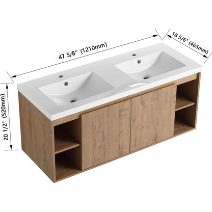 48" Wall Mounted Bathroom Vanity With Double Sink, Soft Closing Door Hinge (KD-Package)G