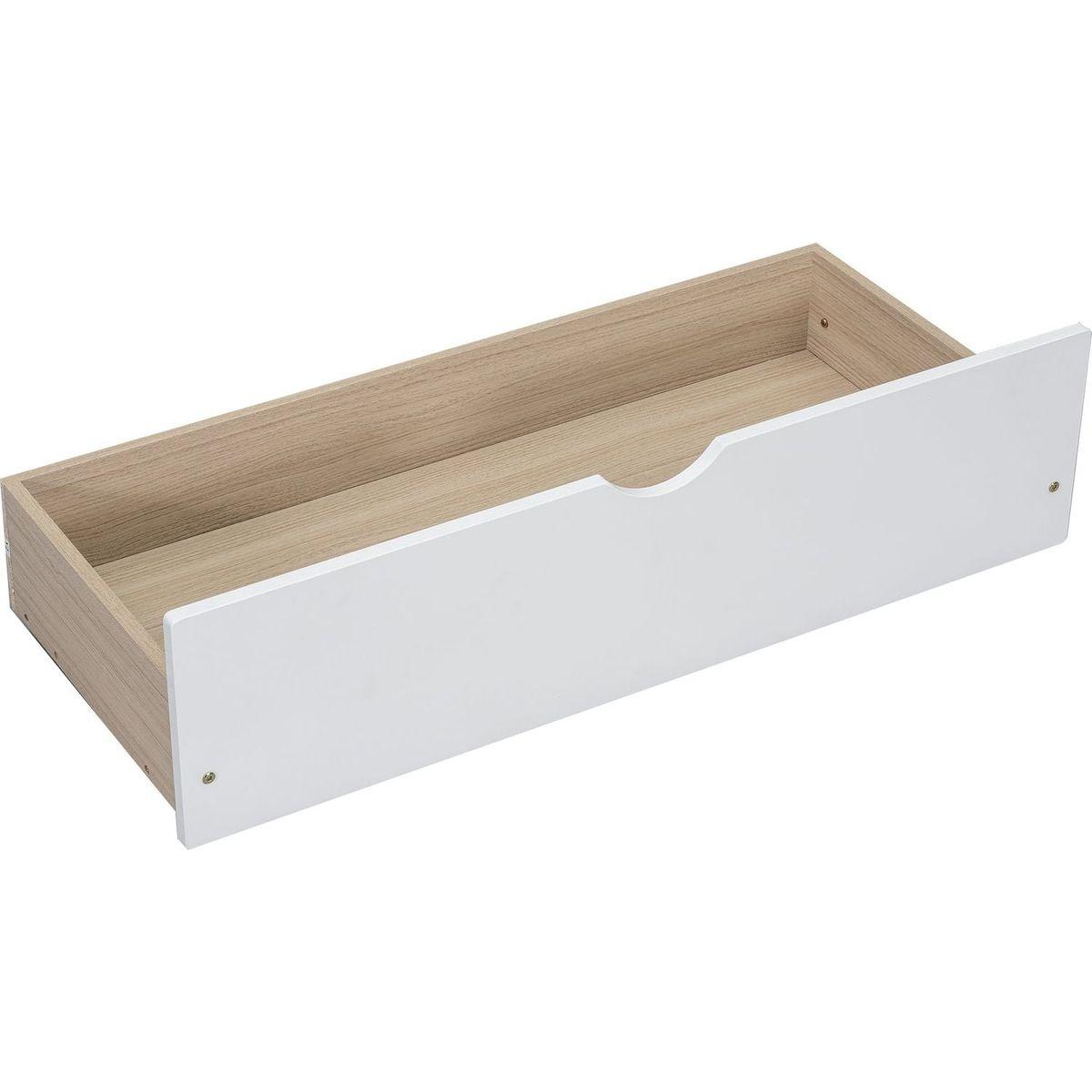 Twin over Full Bunk Bed with Ladder, Two Storage Drawers, Safety Guardrail, White