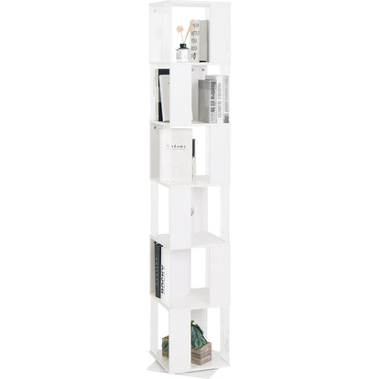 6 tier Rotating Bookshelf, Floor Rack Simple Bookcase with Acrylic plate Student Multi-Function Creative Bookshelf for Living Room