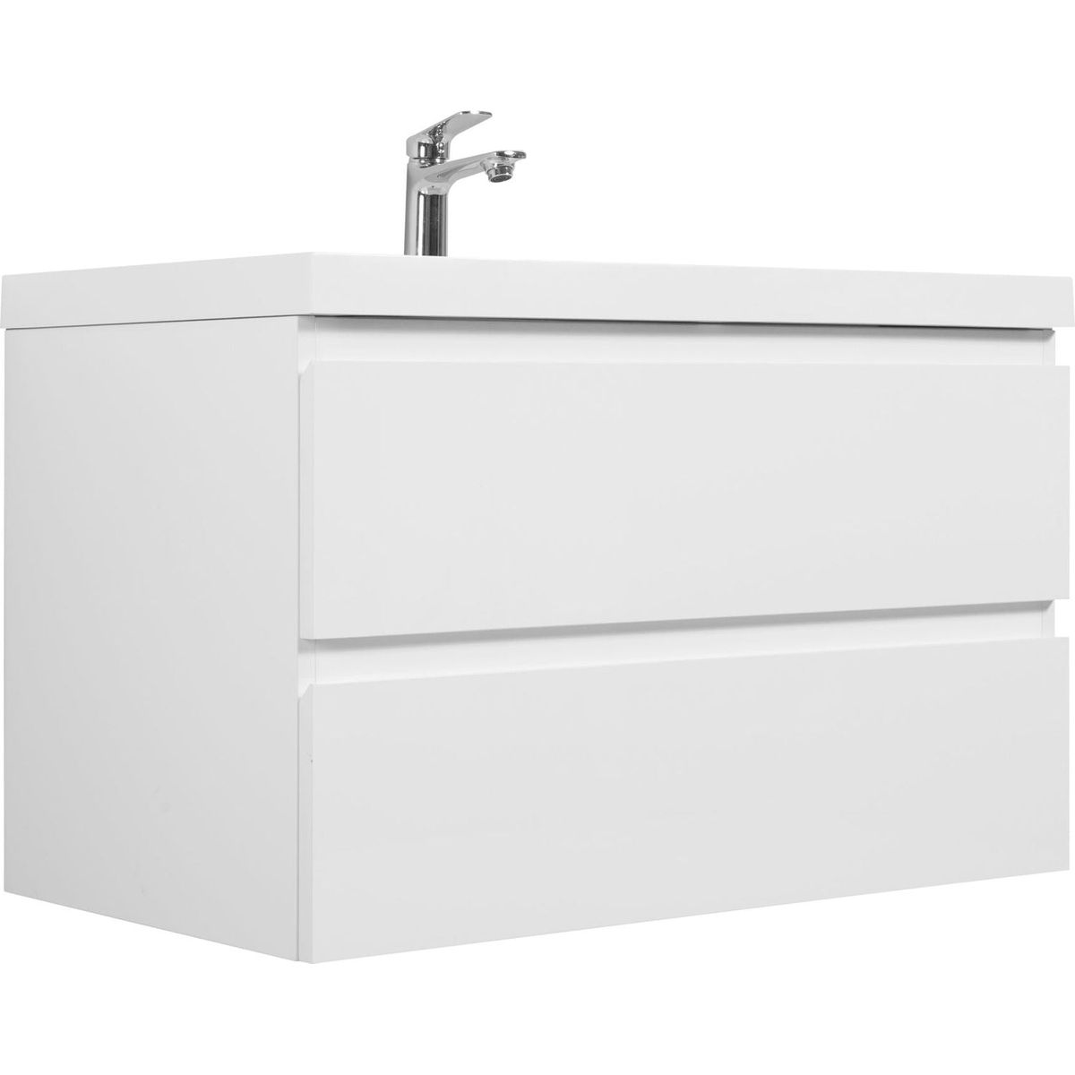 36" Floating Bathroom Vanity with Sink, Modern Wall-Mounted Bathroom Storage Vanity Cabinet with Resin Top Basin and Soft Close Drawers, Glossy White