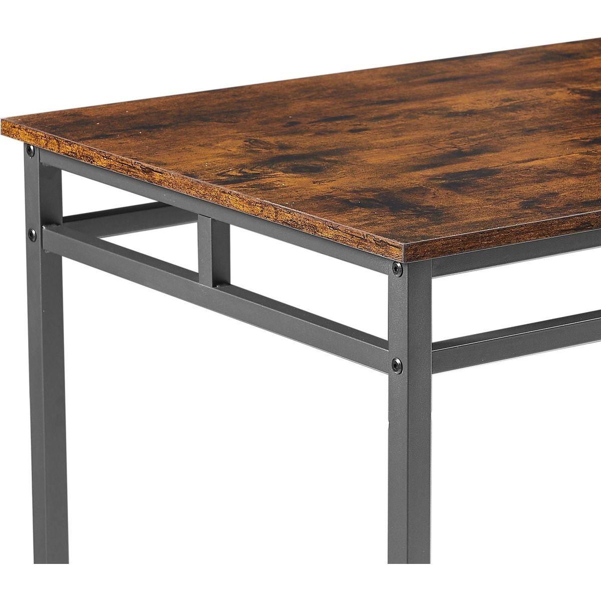 Bar table set 5PC Dinging table set with high stools, structural strengthening, industrial style. Rustic Brown, 43.31" L x 23.62" W x 35.43" H.