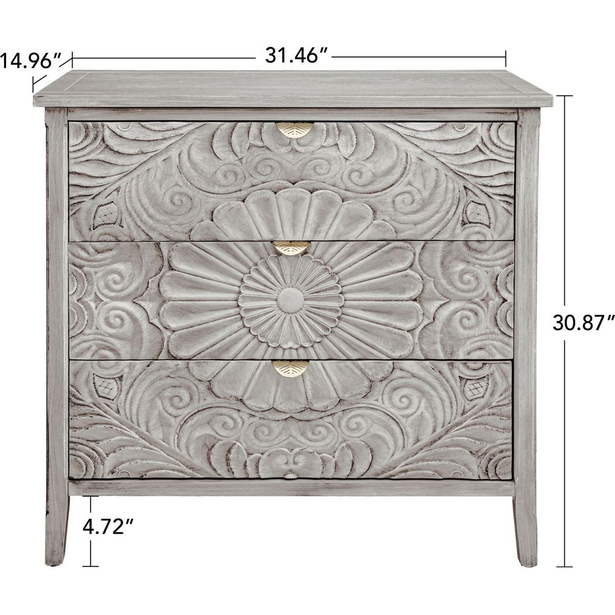 3 Drawer Cabinet, American Furniture, Suitable for Bedroom, Living Room, Study
