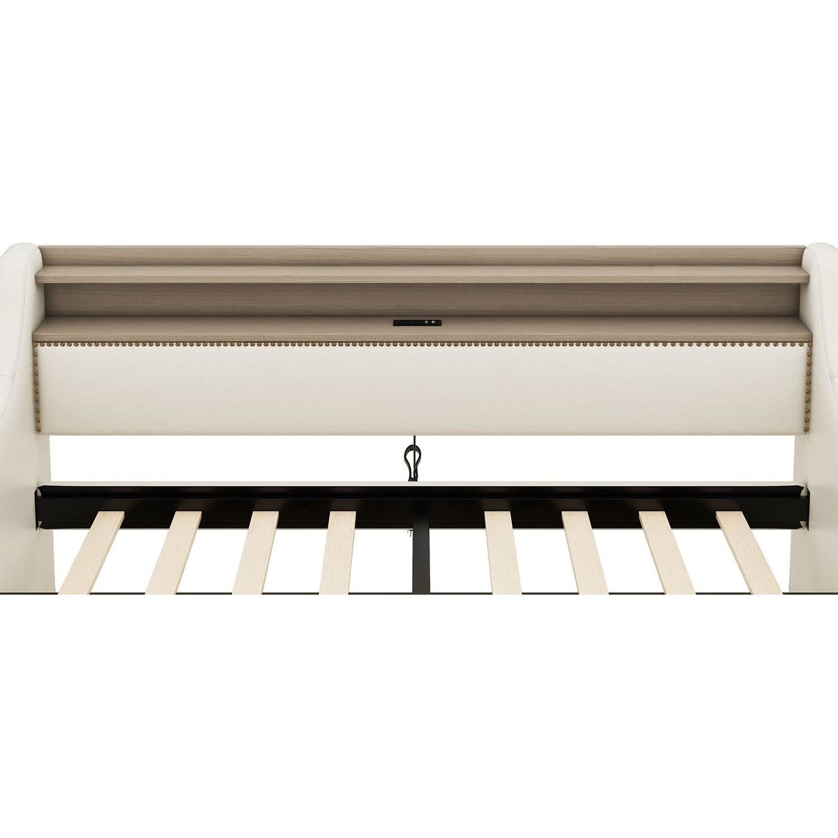 Twin Size Daybed with Storage Drawers, Upholstered Daybed with Charging Station and LED Lights, Beige