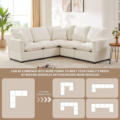 84x84" Modern L Shape Modular Sofa, 5 Seat Chenille Sectional Couch Set with 2 Pillows Included, Freely Combinable Indoor Funiture for Living Room, Apartment, Office, 2 Colors