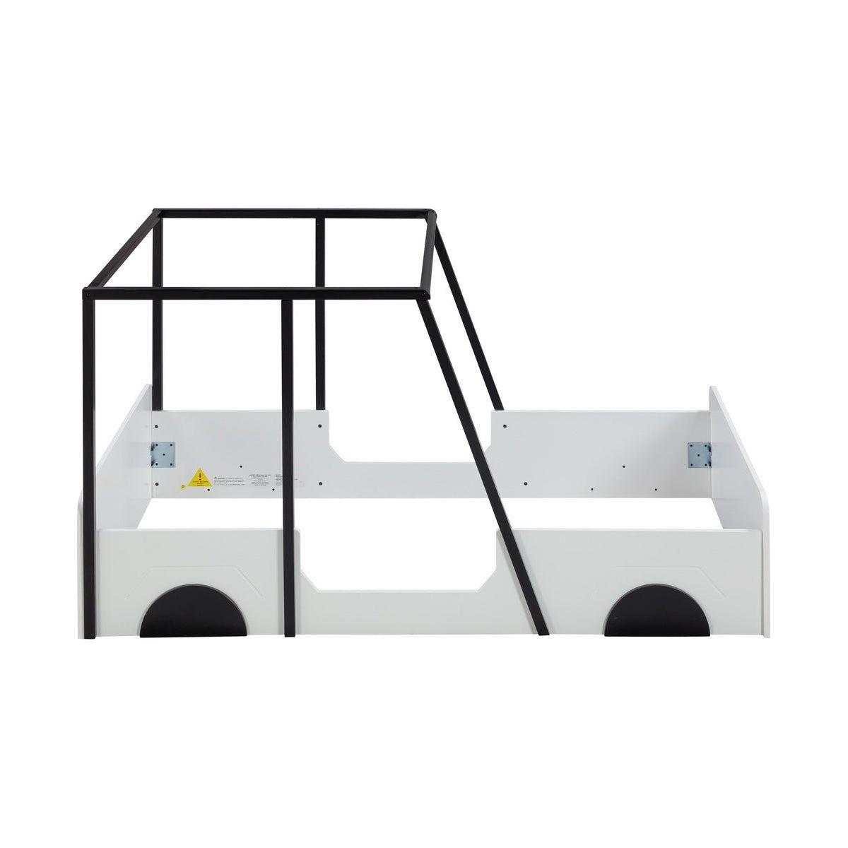 Twin Size Car-shaped Bed with Roof,Wooden Twin Floor Bed with wheels and door Design,Montessori Inspired Bedroom,Black