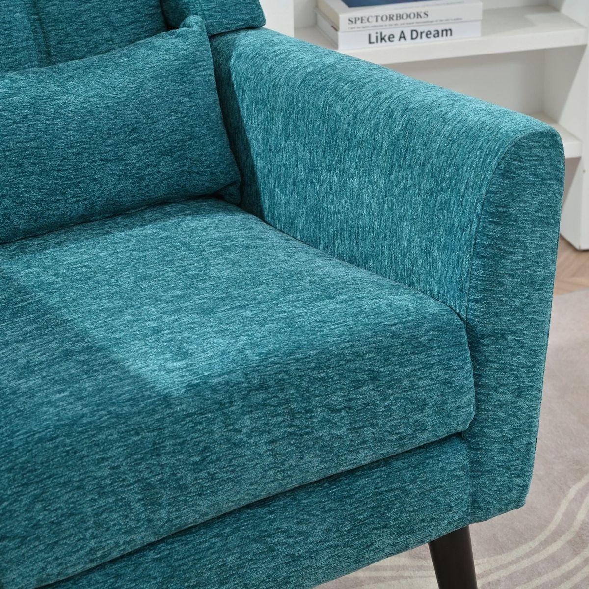 Modern Accent Chair Upholstered Foam Filled Living Room Chairs Comfy Reading Chair Mid Century Modern Chair with Chenille Fabric Lounge Arm Chairs Armchair for Living Room Bedroom (Teal)