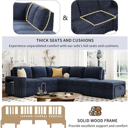 L-shaped Padded Modular Sofa with Storage Space, USB Ports, and Cup Holders on the Armrests, Suitable for Living Rooms, Offices, and Apartments.