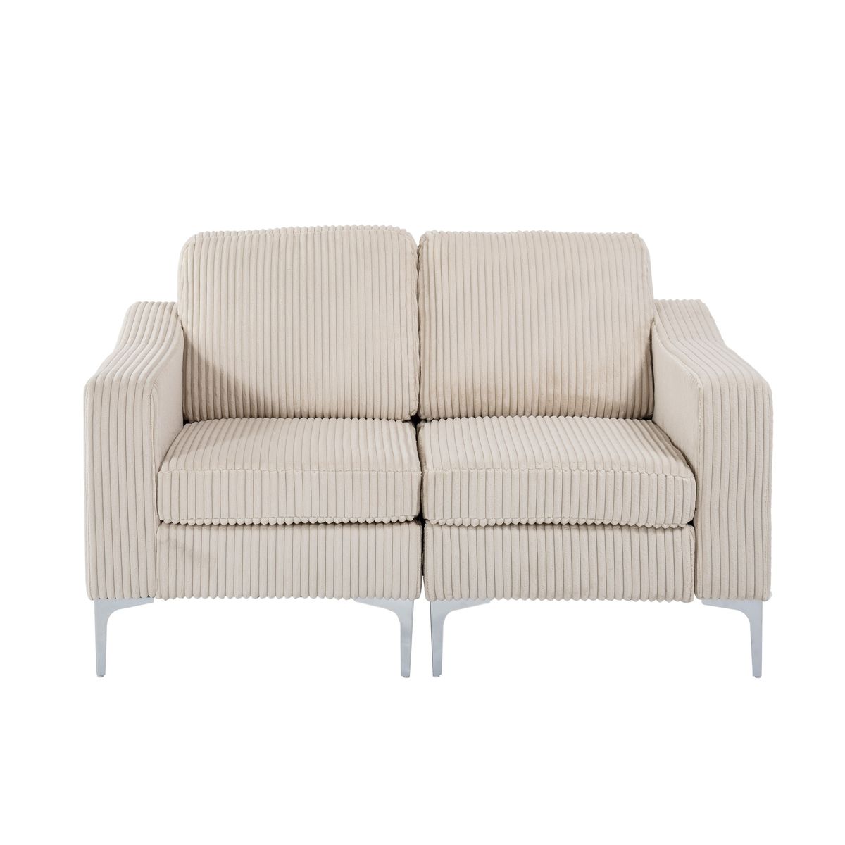 Modular Sectional Two-Seater Sofa  , Corduroy Sectional Couch,Beige