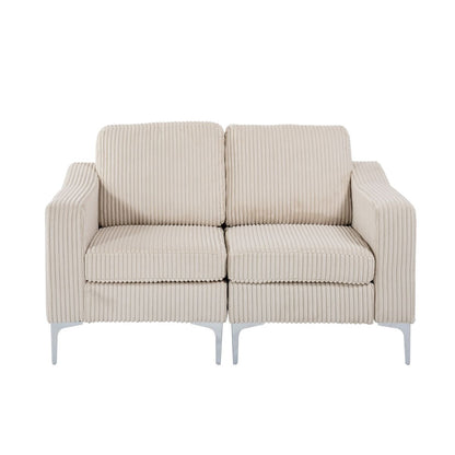 Modular Sectional Two-Seater Sofa  , Corduroy Sectional Couch,Beige