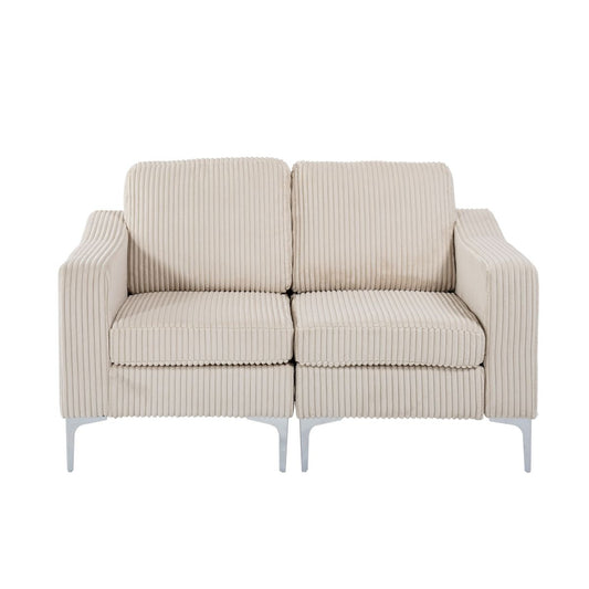 Modular Sectional Two-Seater Sofa  , Corduroy Sectional Couch,Beige