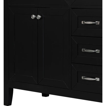 36" Bathroom Vanity with Sink Combo, Black Bathroom Cabinet with Drawers, Solid Frame and MDF Board