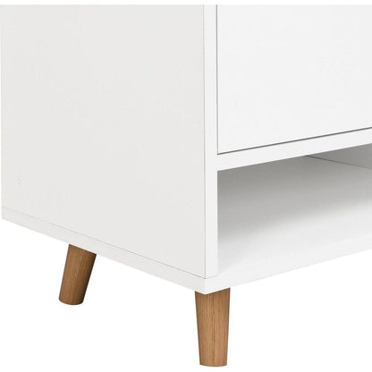 Sleek and Contemporary Shoe Cabinet with Adjustable Shelves, Minimalist Home Organizer with Solid Wood Legs, Storage Sideboard for Entryway, Living Room, White