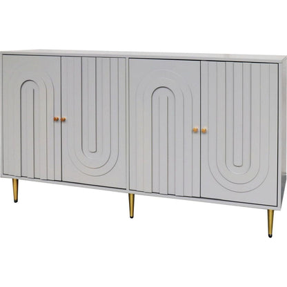 Modern Gray Lacquered 4 Door Wooden Cabinet Sideboard Buffet Server Cabinet Storage Cabinet, for Living Room, Entryway, Hallway, Office, Kitchen and Dining Room