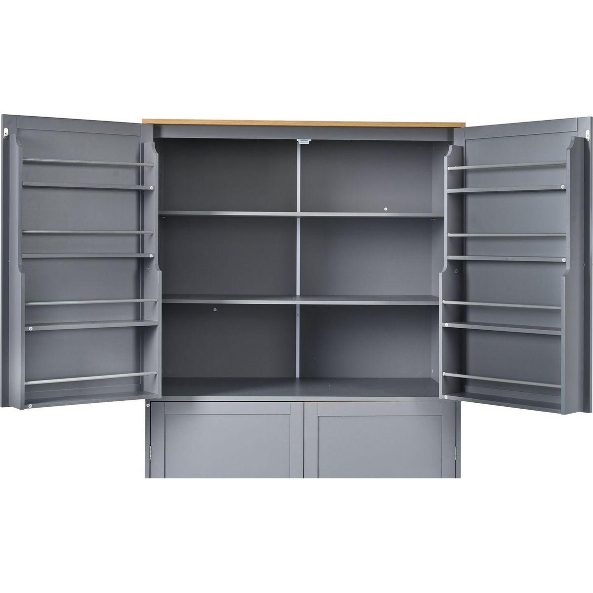 [Assembly Video Provided]40.2x20x71.3inch High Freestanding Kitchen Pantry Large Cupboard Storage Cabinet with 2 Drawers, 2 Adjustable Shelves, 8 Door Shelves for Kitchen, Dining Room,Gray