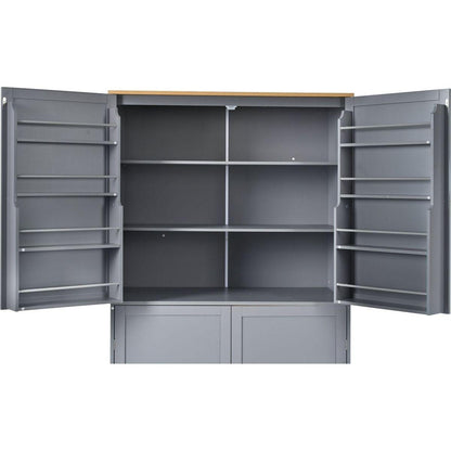 [Assembly Video Provided]40.2x20x71.3inch High Freestanding Kitchen Pantry Large Cupboard Storage Cabinet with 2 Drawers, 2 Adjustable Shelves, 8 Door Shelves for Kitchen, Dining Room,Gray