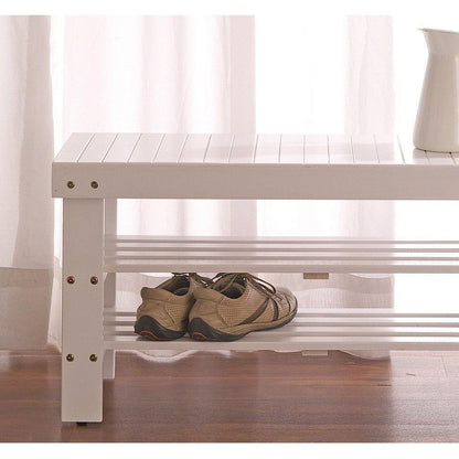 Pina Quality Solid Wood Shoe Bench, White Finish
