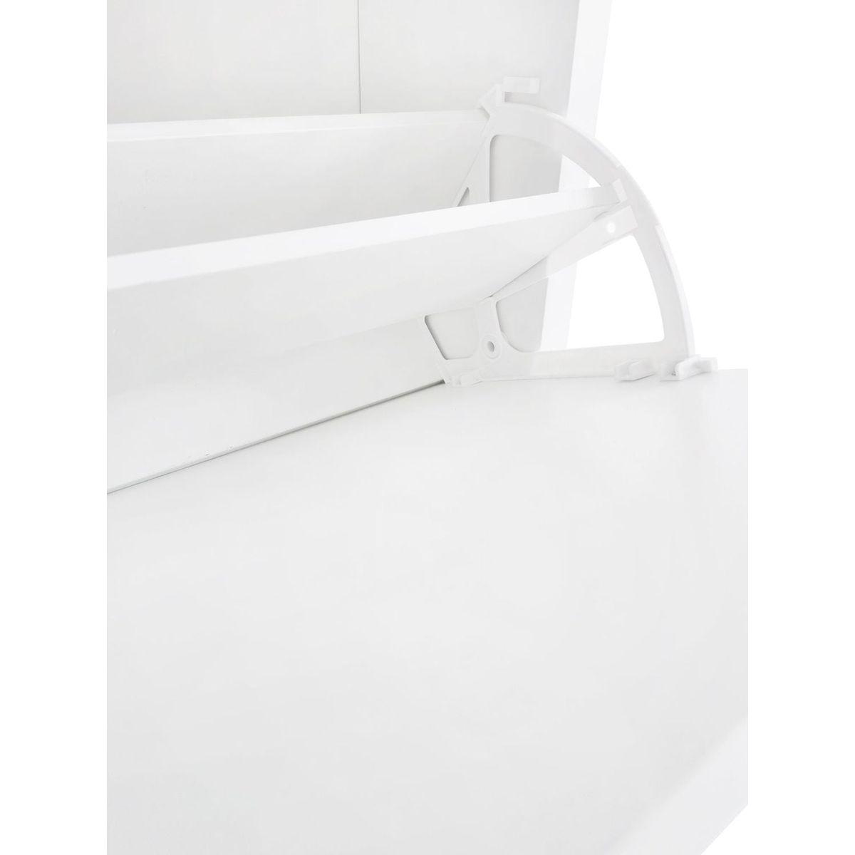 Slim Shoe Cabinet Set with 4 Flip Drawers, Wood Grain Pattern Top Shoe Storage Solution with Adjustable Panel, Modern Style Shoe Rack with Drawers for Hallway, White