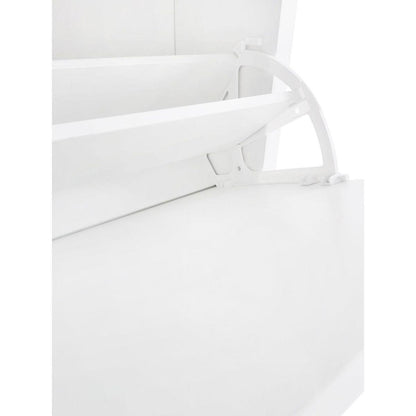 Slim Shoe Cabinet Set with 4 Flip Drawers, Wood Grain Pattern Top Shoe Storage Solution with Adjustable Panel, Modern Style Shoe Rack with Drawers for Hallway, White