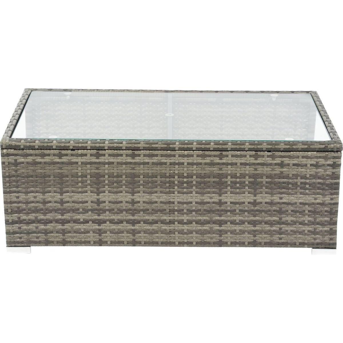 8 Piece Patio Sectional Wicker Rattan Outdoor Furniture Sofa Set with One Storage Box Under Seat and Cushion Box Grey wicker + Black Cushion + Clear Glass Top