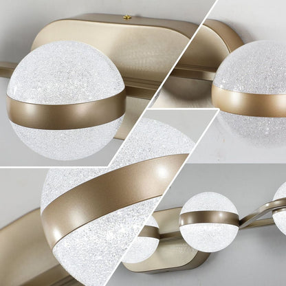 Modern Minimalist Bathroom Vanity Light, LED 5 Bulb Frosted Glass Shades, Wall Mounted Decorative Lighting Fixture, Suitable for Bathroom Vanity Mirror (Champagne Gold)