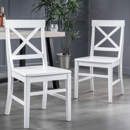 Acacia Wood Dining Chairs, White - Streamdale Furniture