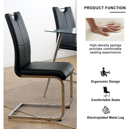 Modern Dining Chairs with Faux Leather Padded Seat Dining Living Room Chairs Upholstered Chair with Chrome Metal Legs Design for Kitchen, Living, Bedroom, Dining Room Side Chairs Set of 2