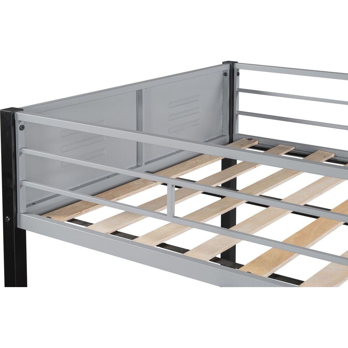 Triple Bunk Bed with Vent Board/ Sturdy Metal Frame/ Noise-Free Wood Slats/ Separatable into three beds/ No Box Spring Needed