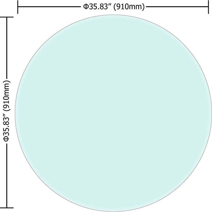 36" Inch Round Tempered Glass Table Top Clear Glass 1/2" Inch Thick Beveled Polished Edge