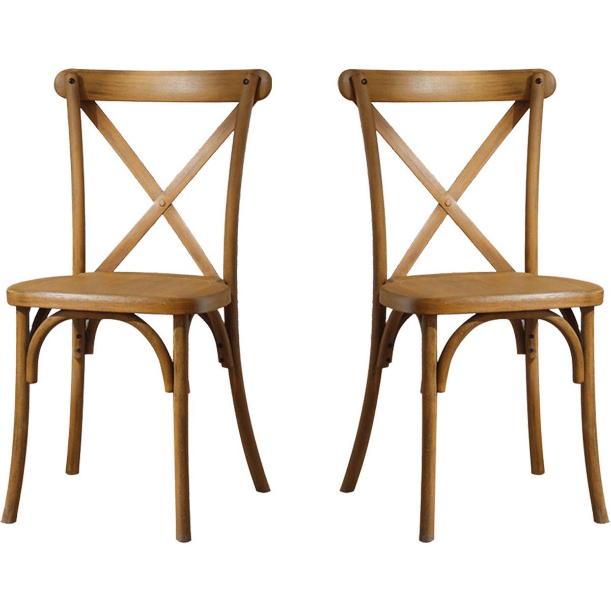 2-Pack Resin X-Back Chair Dining Chair Furniture 2-Pack, Retro Natural Mid Century Chair Modern Farmhouse Cross Back Chair, Natural