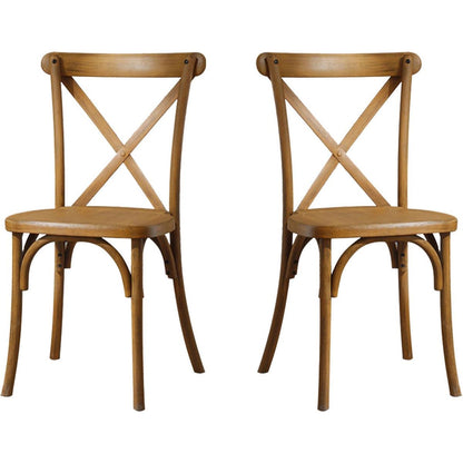 2-Pack Resin X-Back Chair Dining Chair Furniture 2-Pack, Retro Natural Mid Century Chair Modern Farmhouse Cross Back Chair, Natural