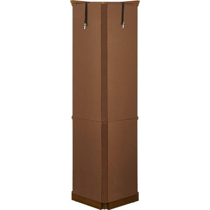 Corner Curio Cabinet with 5 Shelves and Lighting System, Oak