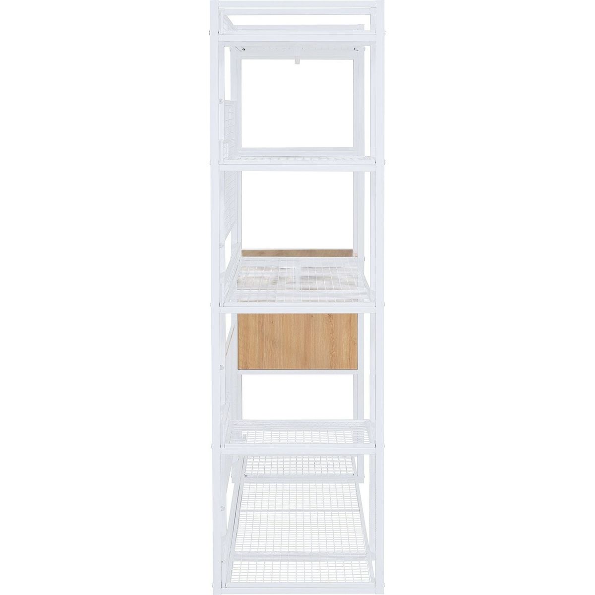 Open-Style Wardrobe with Hanging Rails, Shelves and Drawers, White
