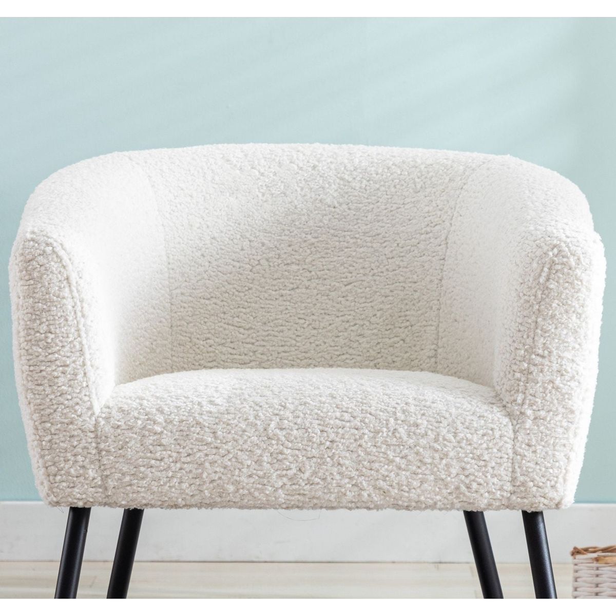 Modern Style 1pc Accent Chair White Sheep Wool-Like Fabric Covered Metal Legs Stylish Living Room Furniture