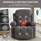 Swinging recliner massage heated sofa, with USB and 2 cup holders in side pockets, PackageA+B (GREY)