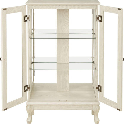 2 Doors Curio Cabinet with Tempered Glass Doors, Curio Cabinets with Mirrored Back Panel and Adjustable Shelves, Lighted Display Cabinet for Home, Office Light Bulb Included White