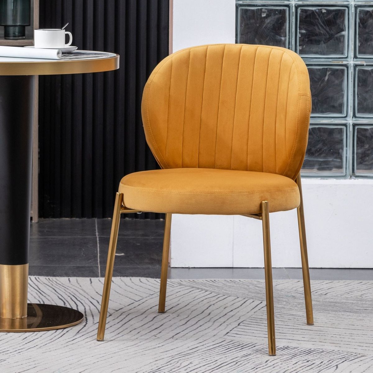 Amoa Contemporary 3-Piece Dining Set, White Round Dining Table with 2 Chairs