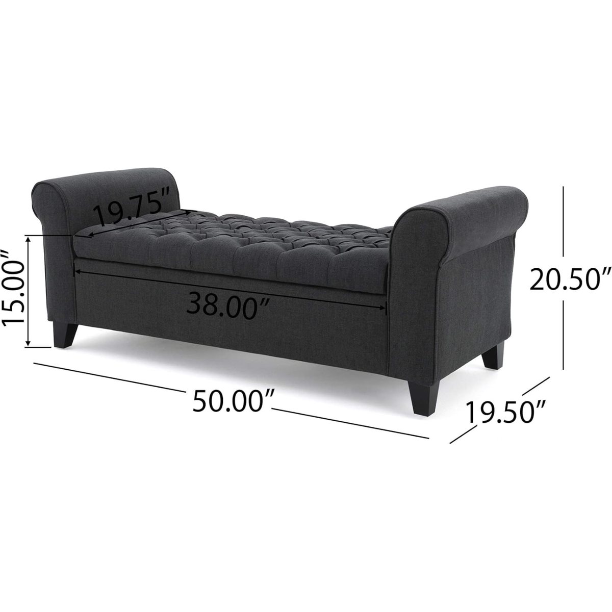 HAYES ARMED STORAGE BENCH