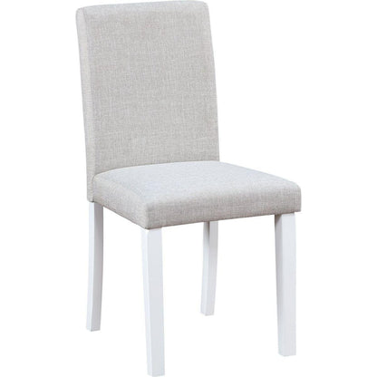 5 Piece Wooden Dining Table Set, Kitchen Table Set with a Rectangular Table and 4 Upholstered Chairs, Wooden Dining Room Table with Crystal Decoration and Chairs Set for Kitchen, Dining Room, White